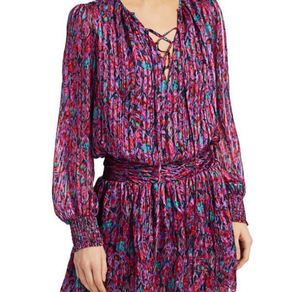 Ramy Brook Dress- drop waist, pleated silk